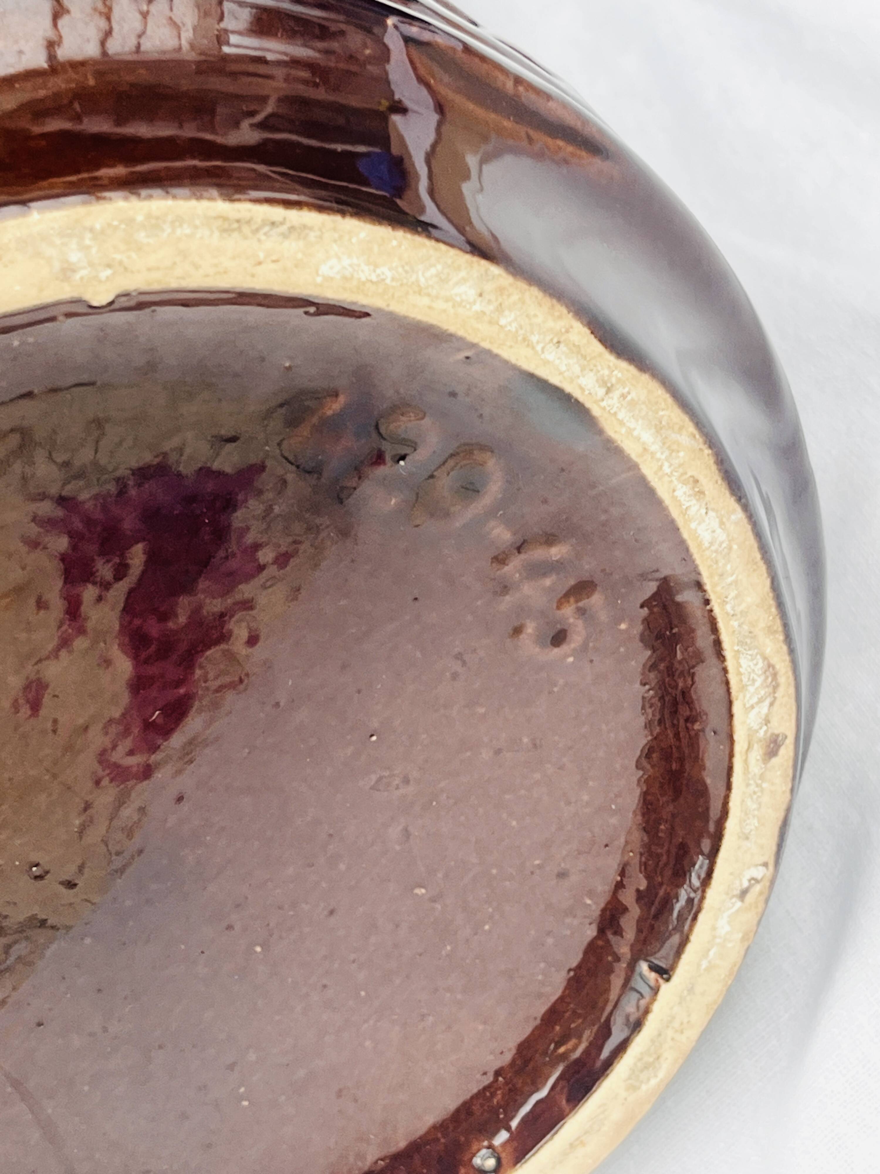 Vase West Germany brown with geometric relief from the 1970s.