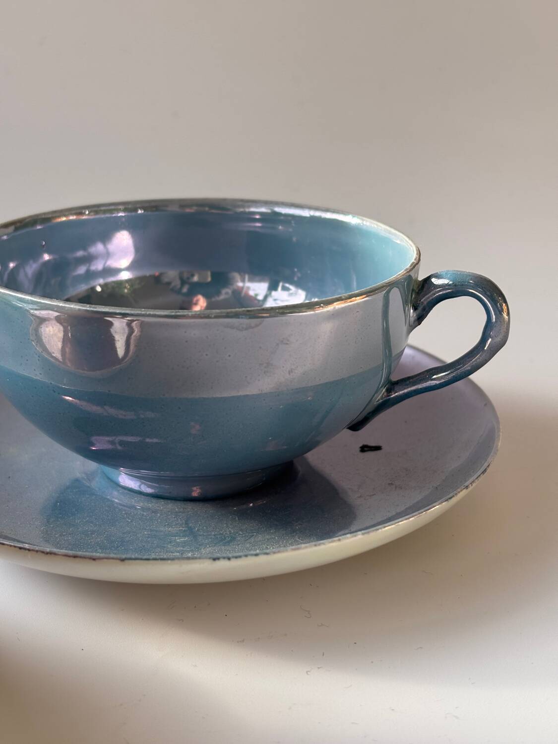 Iridescent fine porcelain teacups