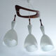 Scandinavian pendant lamp vintage, teak and opaline glasses, 50s