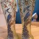 Pair of Legras vases in peacock glass