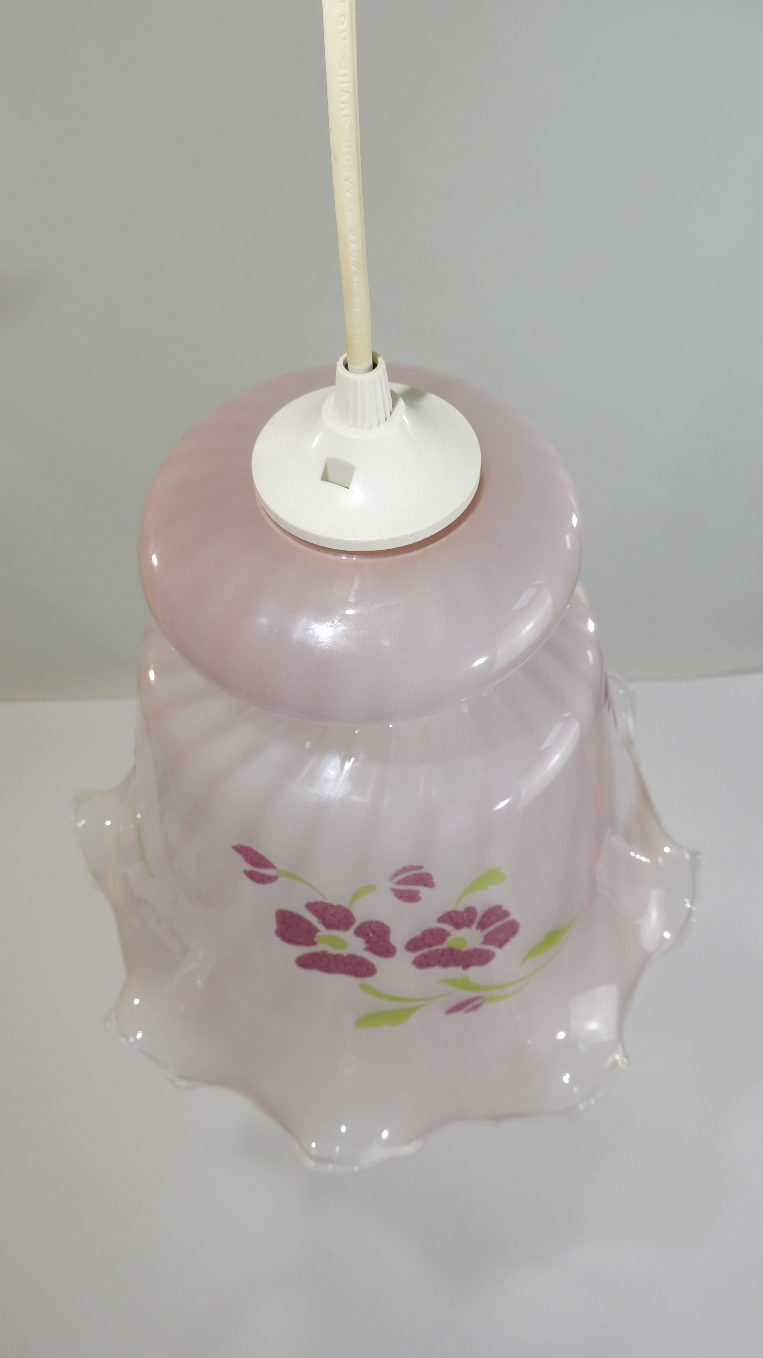 Pink glass suspension tulip shape / vintage