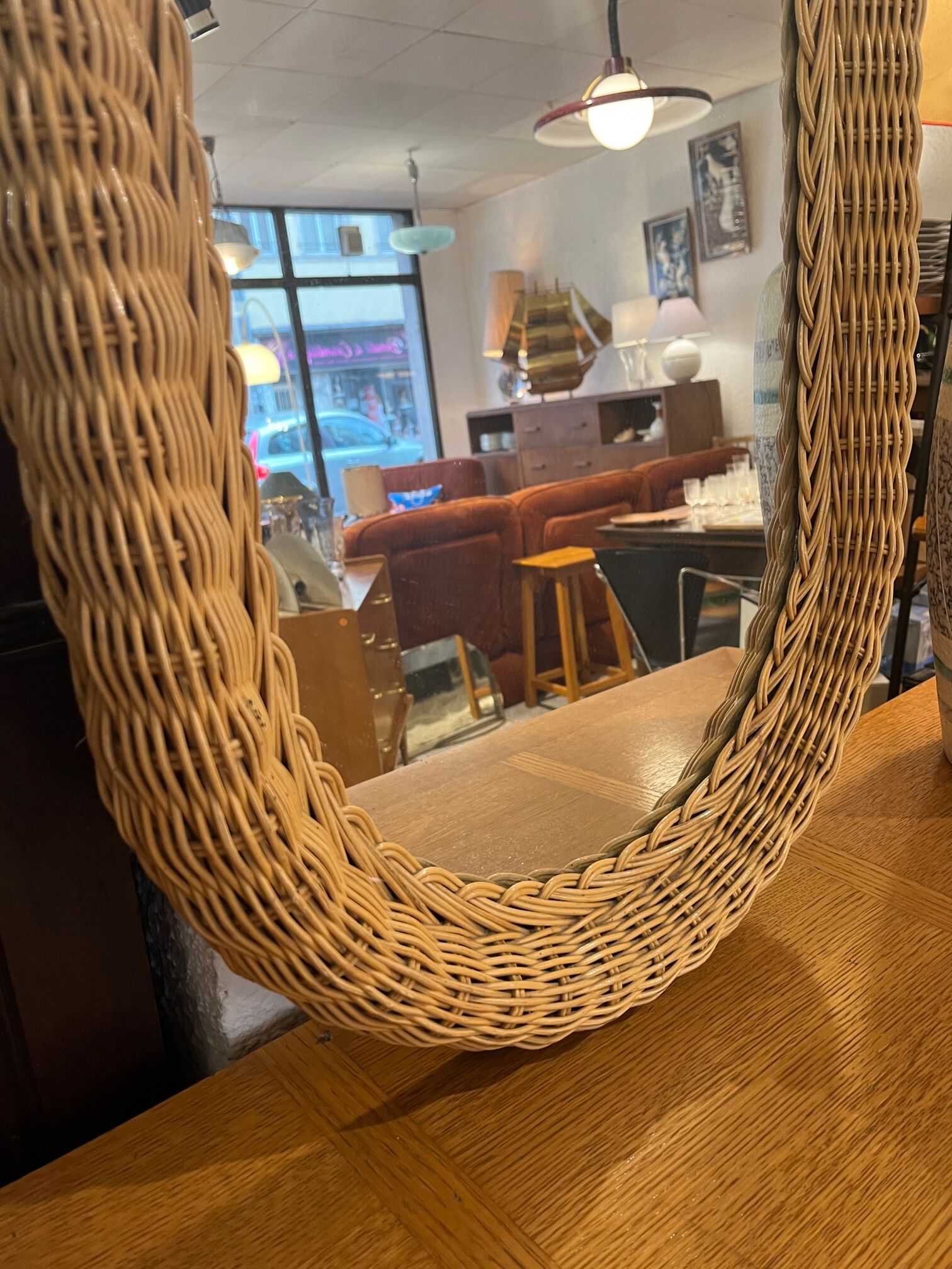 large wicker mirror
