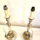 Pair of silver metal candle holder lamp bases