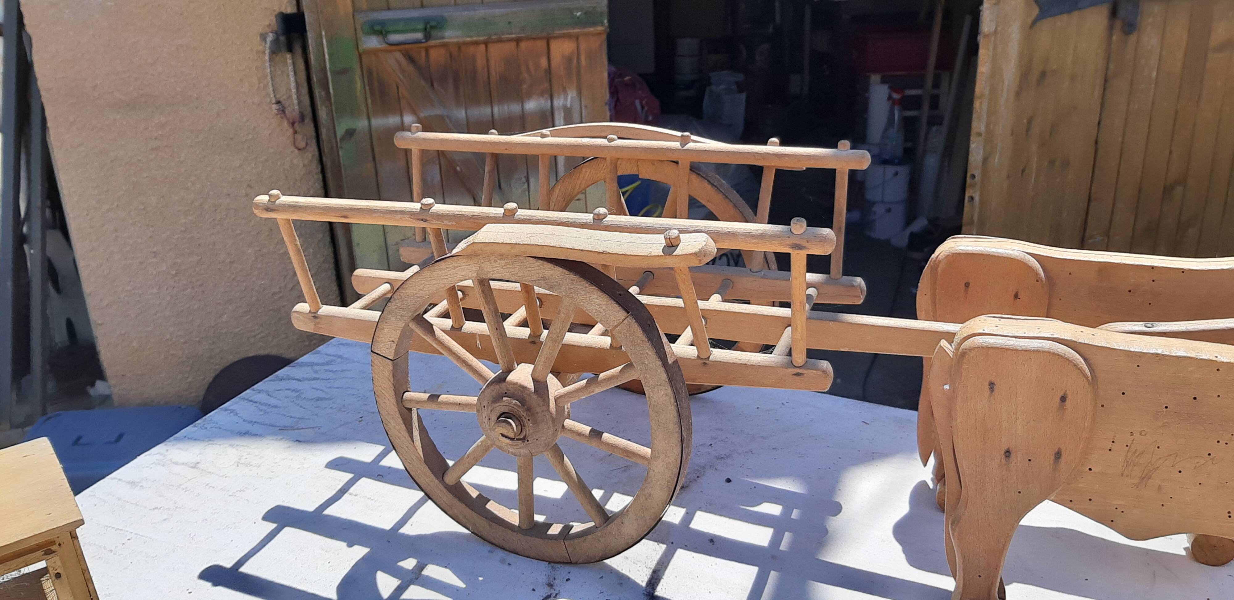 Set of old wooden toys from the farm