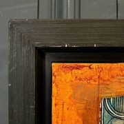 Huile sur toile composition moderne Manuela Dikoumé XXe cadre noir