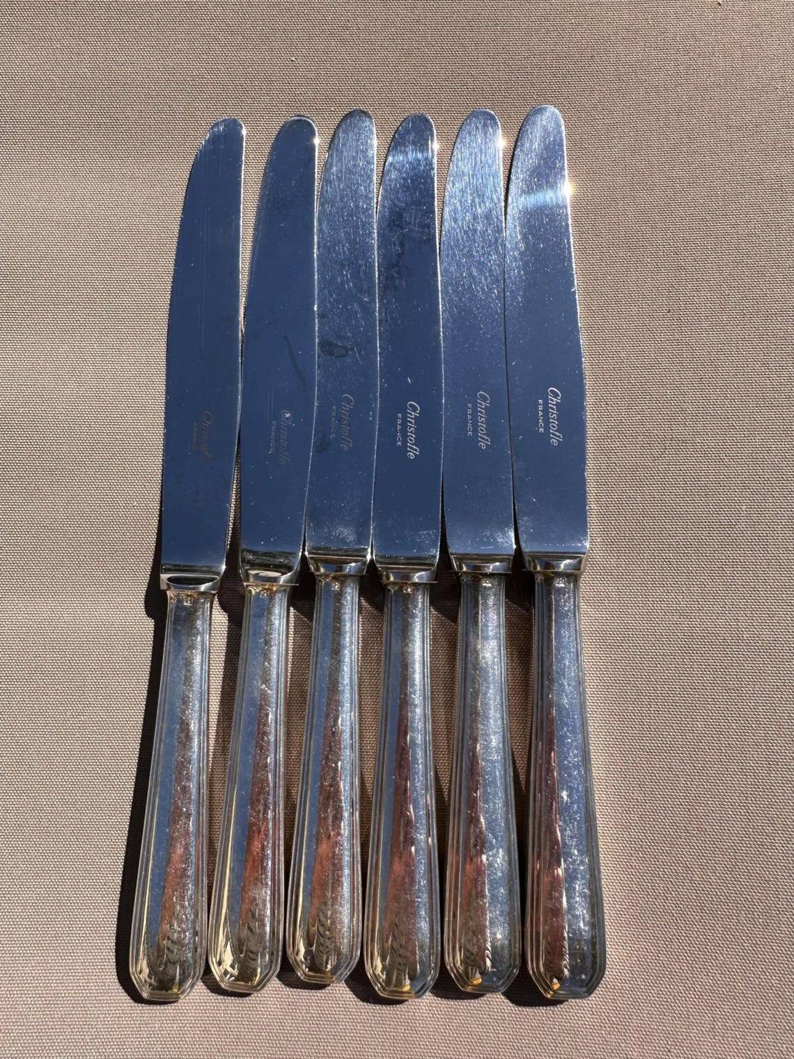 Christofle - Set of 6 Large Table Knives - America Model by Luc Lane