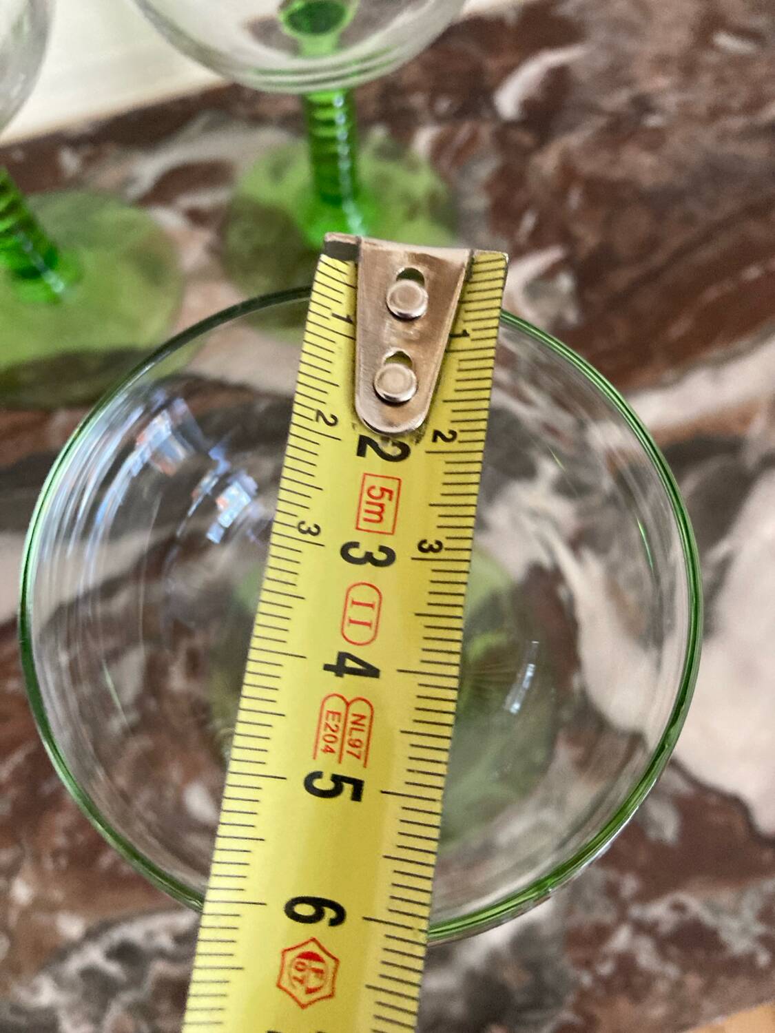 Green stemmed glasses
