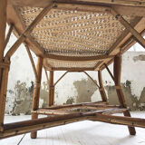 Old wicker and rattan bench