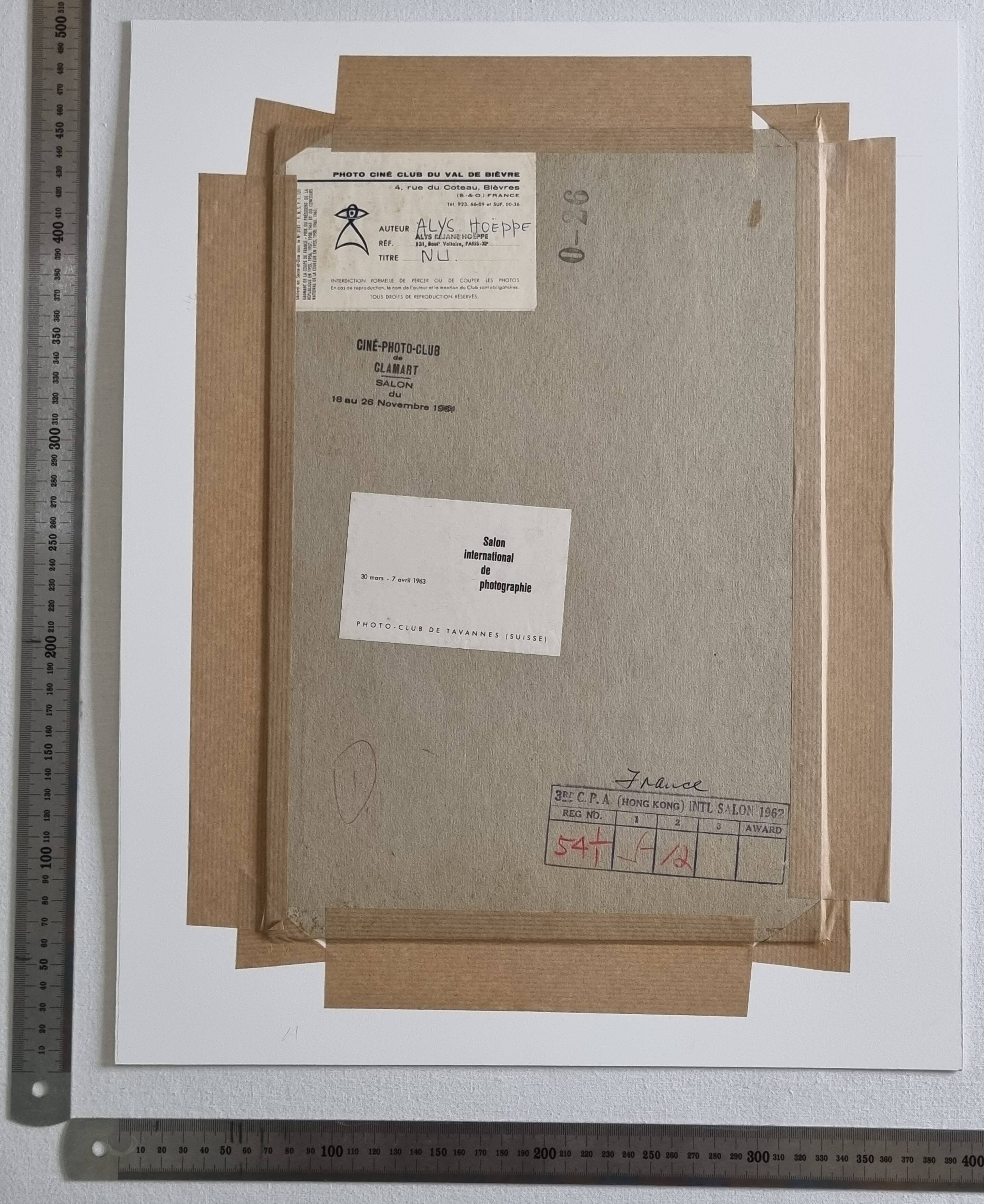 Vintage silver gelatin photography study of a reclining nude, signed and framed, 42x52 cm.