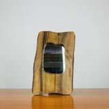 Miroir brutaliste bois d'olivier, vintage