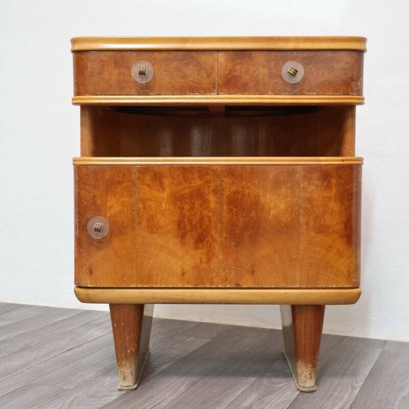 Art Deco Wooden Nightstands, 1940s, Set of 2