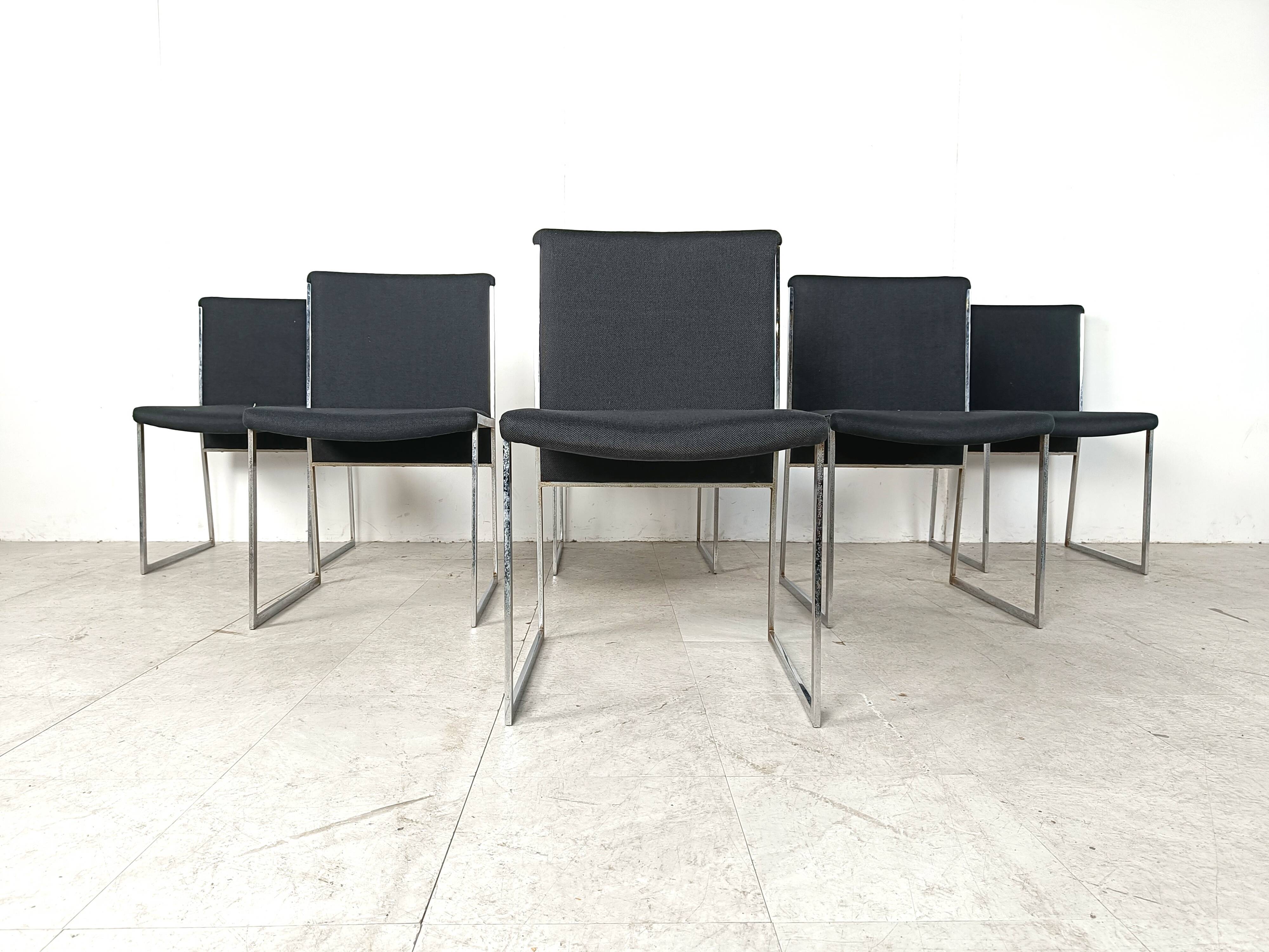 Vintage chrome italian dining chairs, 1970s