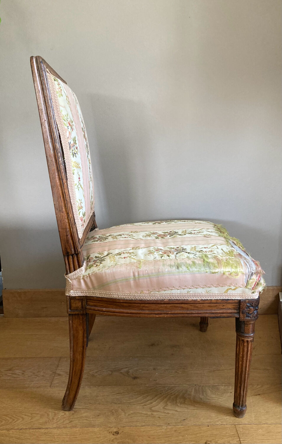 Low chair Louis XVI cherry pegged early nineteenth era