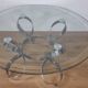 Table basse vintage Spage Age en verre et chrome. Style Hesterberg