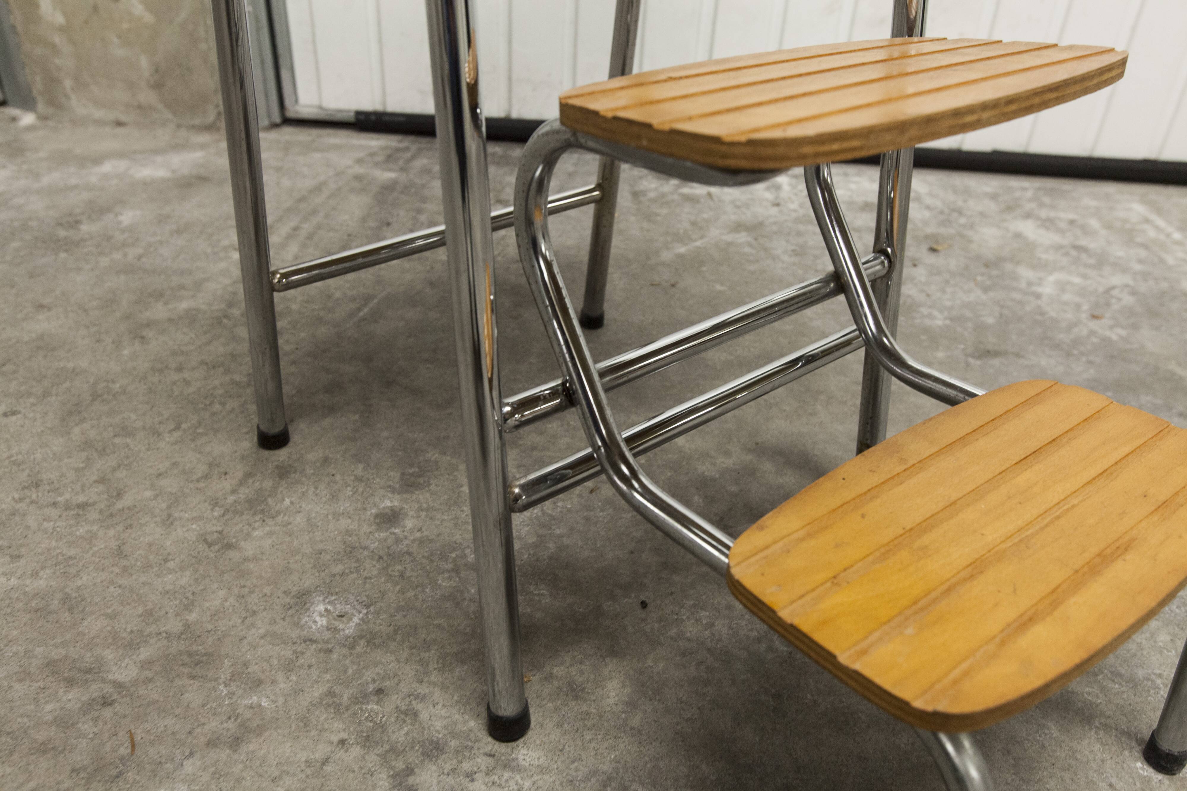 Stepladder stool 3 steps formica 1970