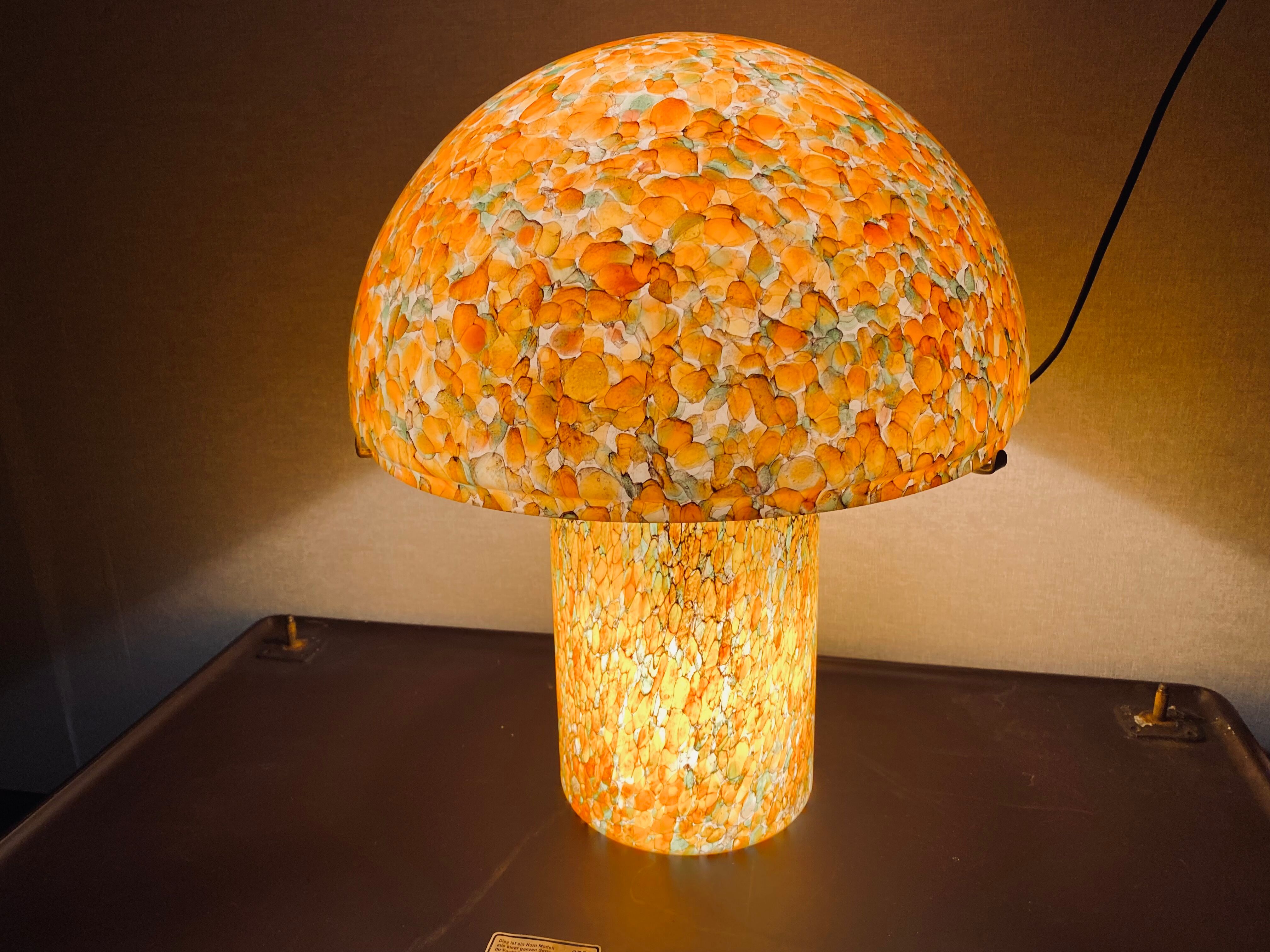 Orange mushroom lamp from Peill and Putzler, 1970s