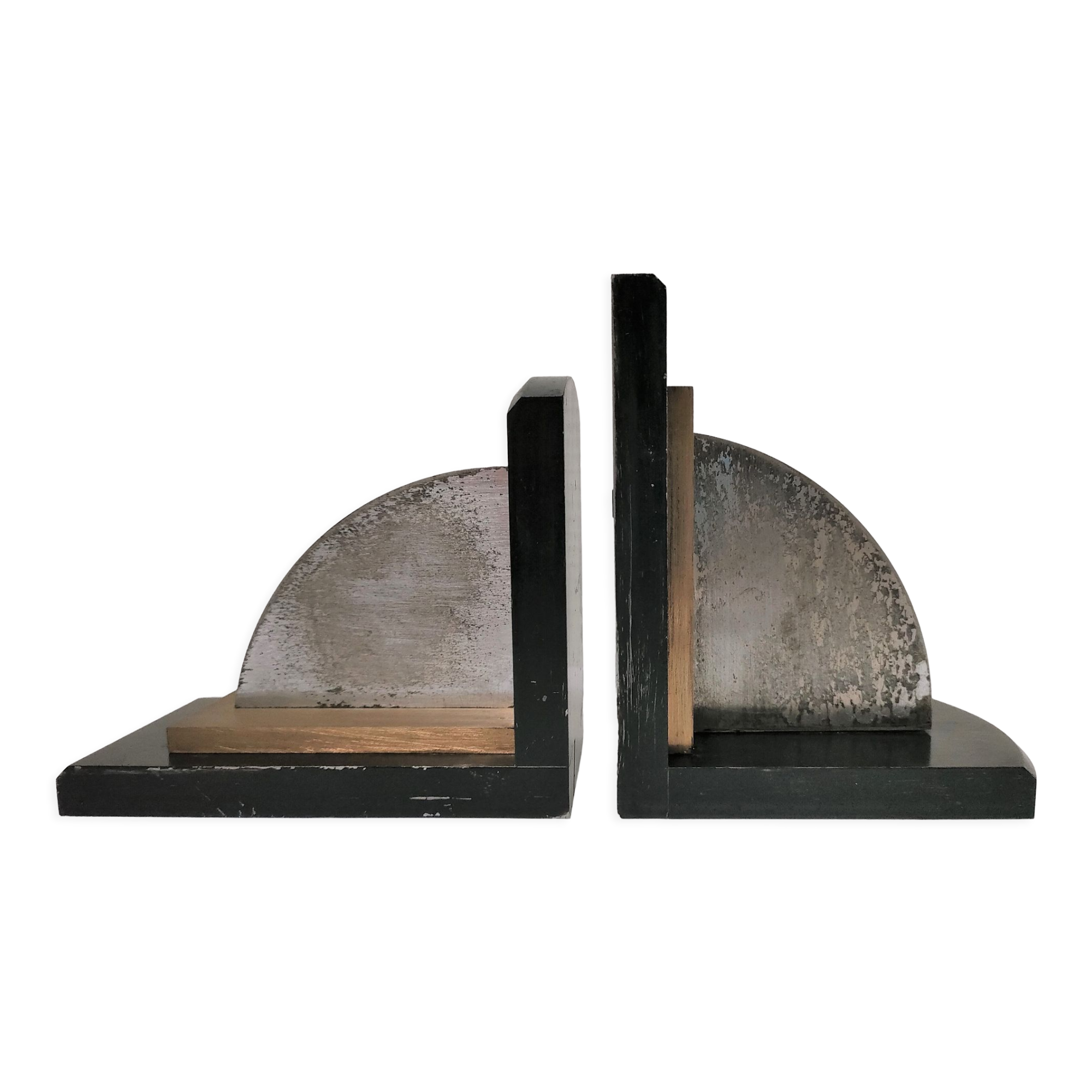 Pair of patinated steel bookends Art Deco style