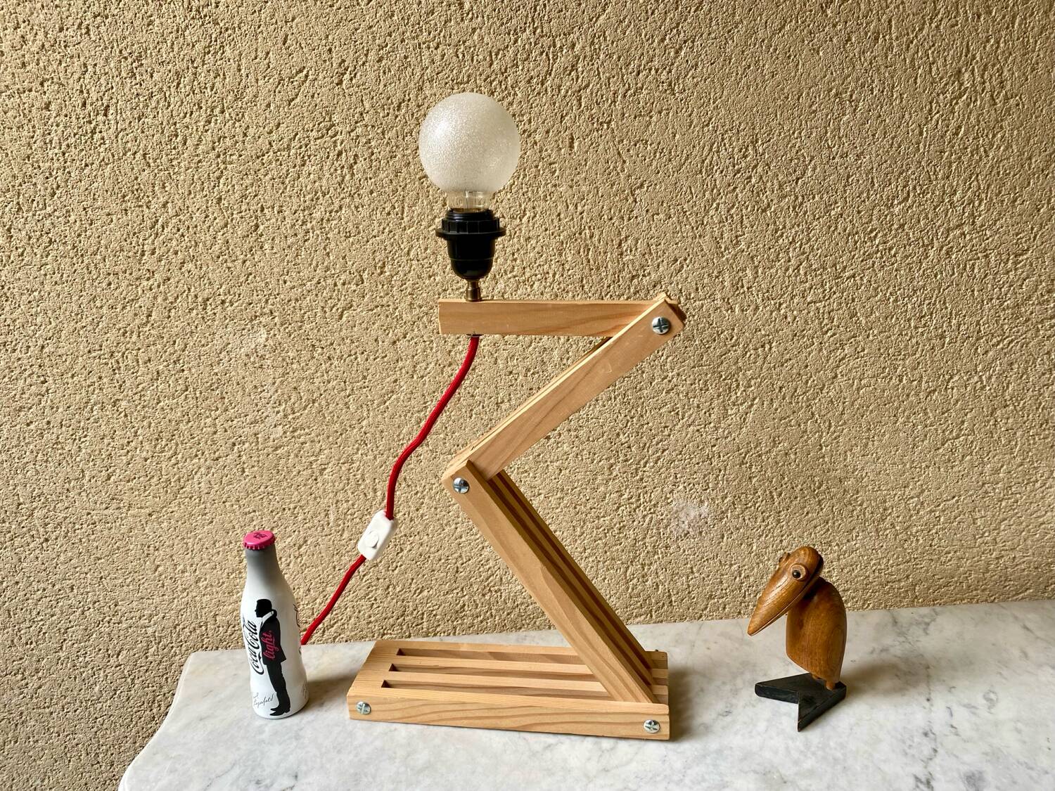 Accordion lamp, vintage Scandinavian design from the 90s, modernist design.