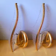 Pair of Leaf Wall Sconces in Murano Glass, Gaetano Sciolari for Venini