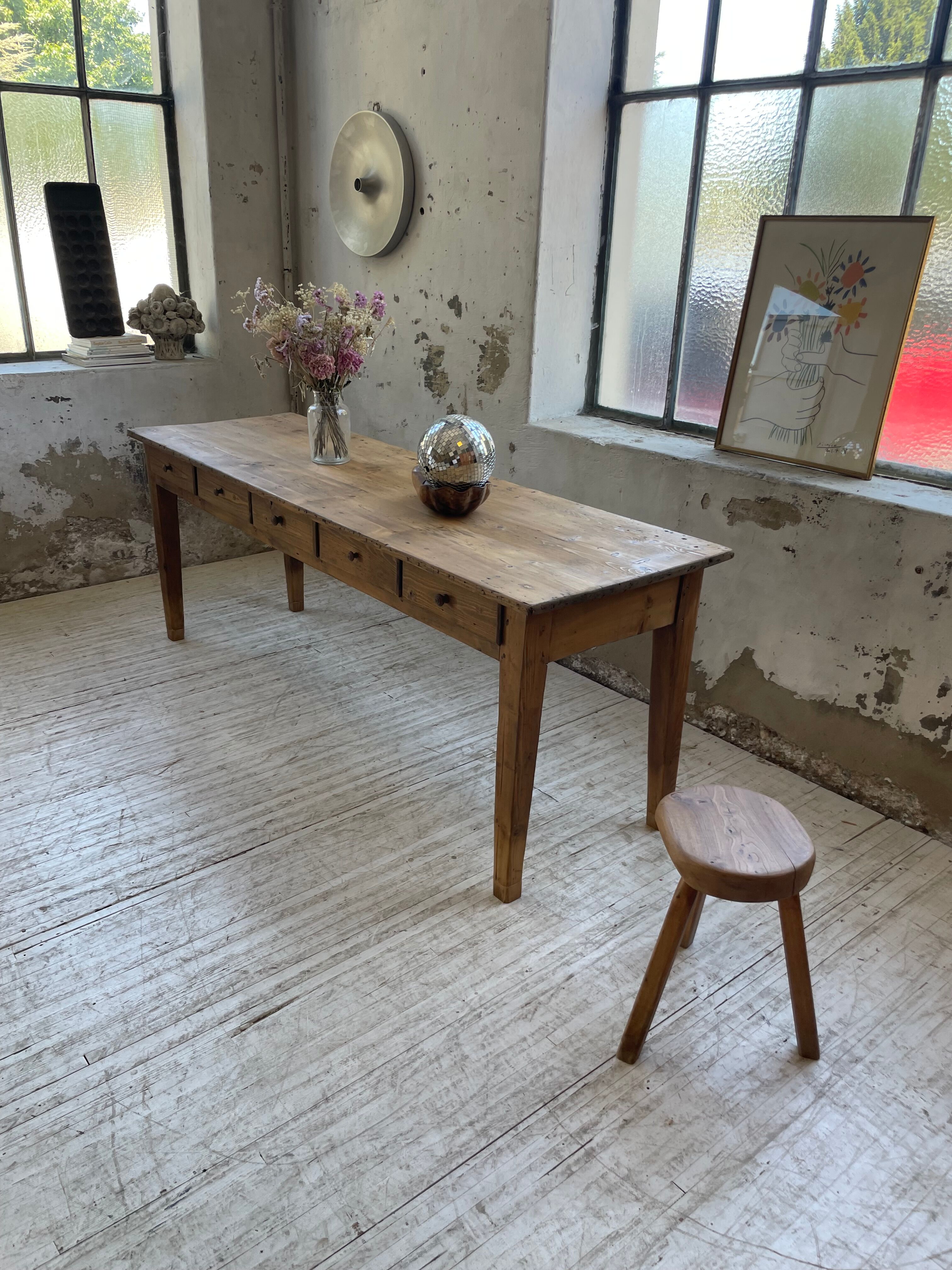 Farmhouse table pine multi-drawers