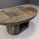 Vintage oval brutalist coffee table, 1970s