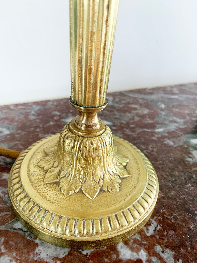 Glass and brass table lamp