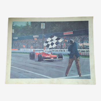 Art poster signed by Guisti Ferrari at Monza 1979