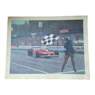 Art poster signed by Guisti Ferrari at Monza 1979