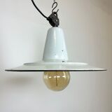 Industrial White Enamel Factory Pendant Lamp, 1960s