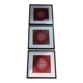 Tableau Vintage Art Optique - Victor Vasarely - Frame 40x40cm