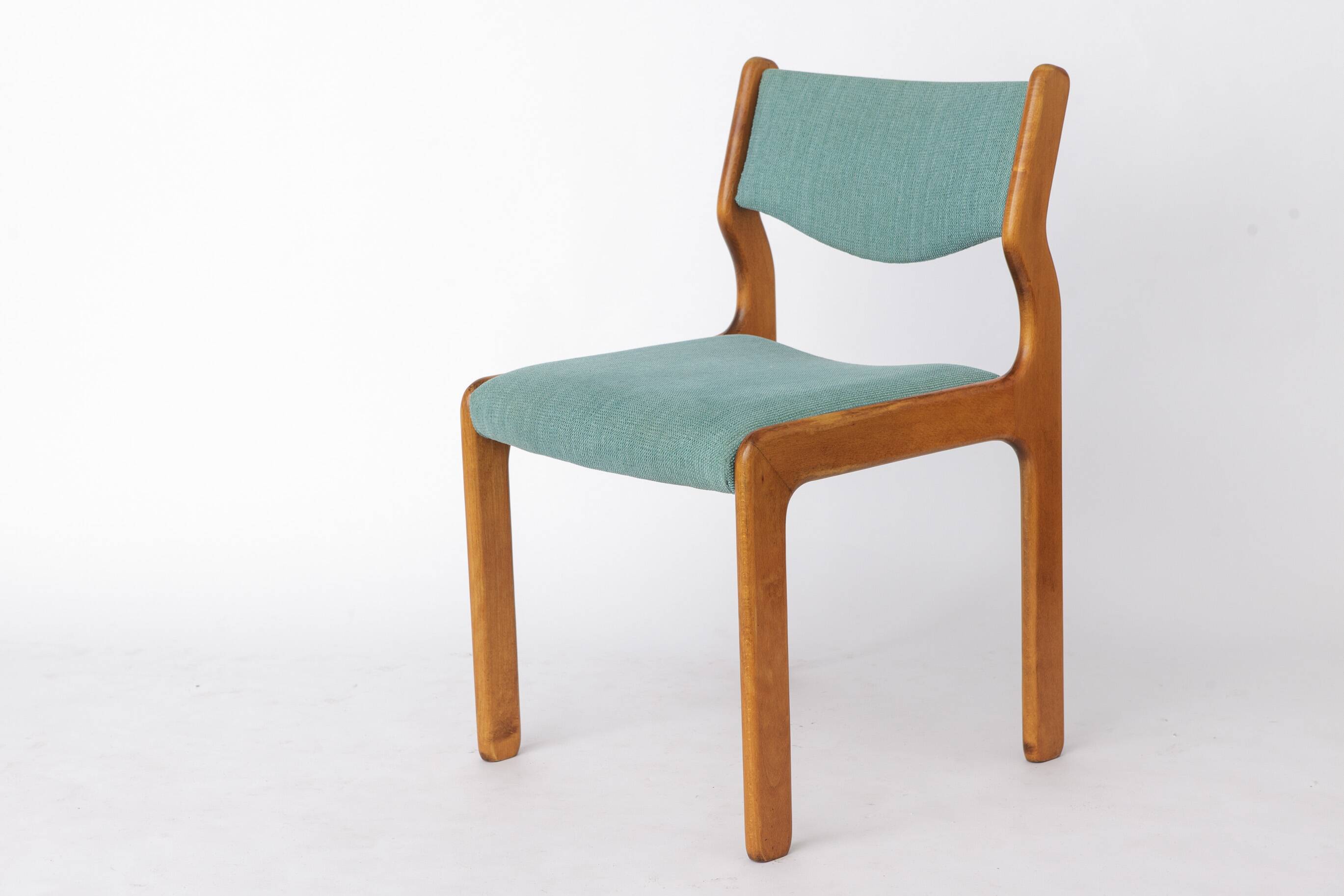Set of 6 Vintage Beech Dining Chairs Germany 1970s Mid Century Modern