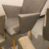 4 fauteuils skaï gris 60’s