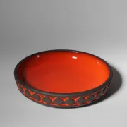 Bol géométrique rouge danois de Frank Keramik, années 1960