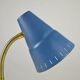 Blue Metal, Brass & Teak Table or Desk Lamp by Ringus, Sweden, 1950s