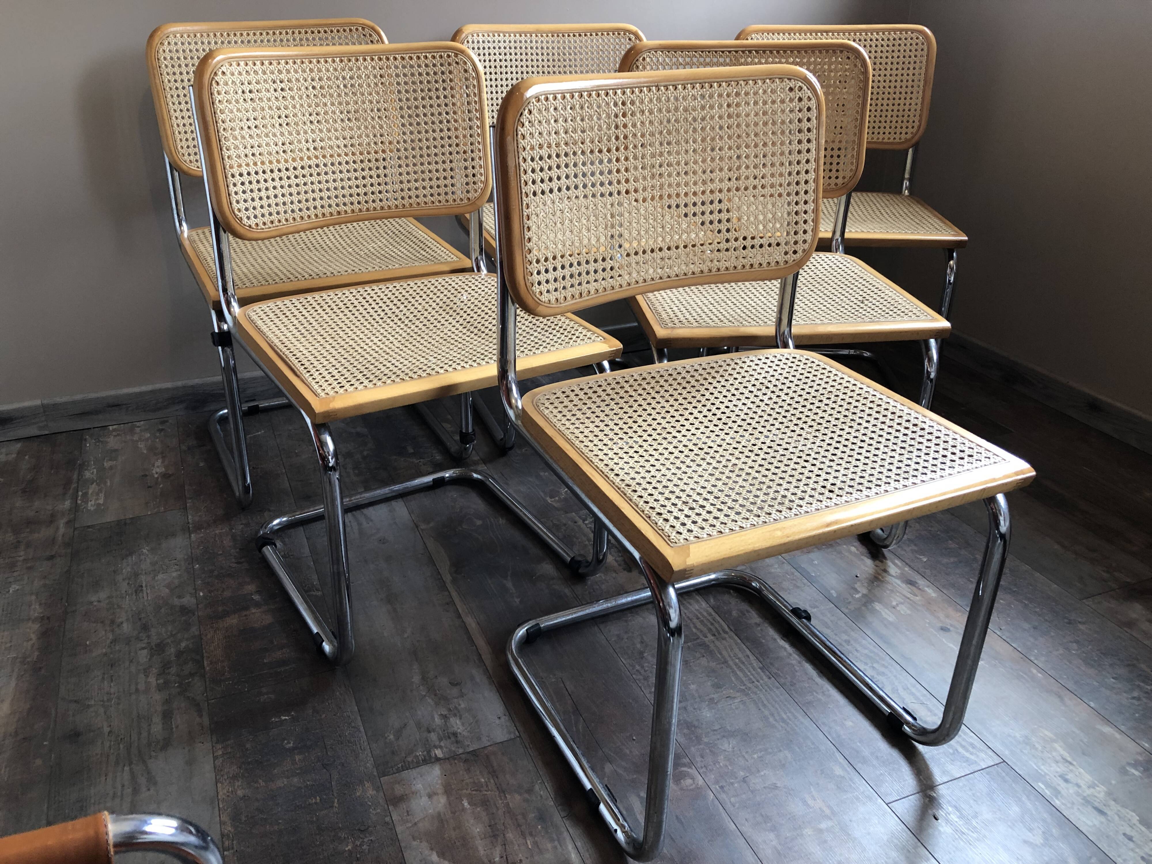 6 chaises B32  de Marcel Breuer - fabrication italienne