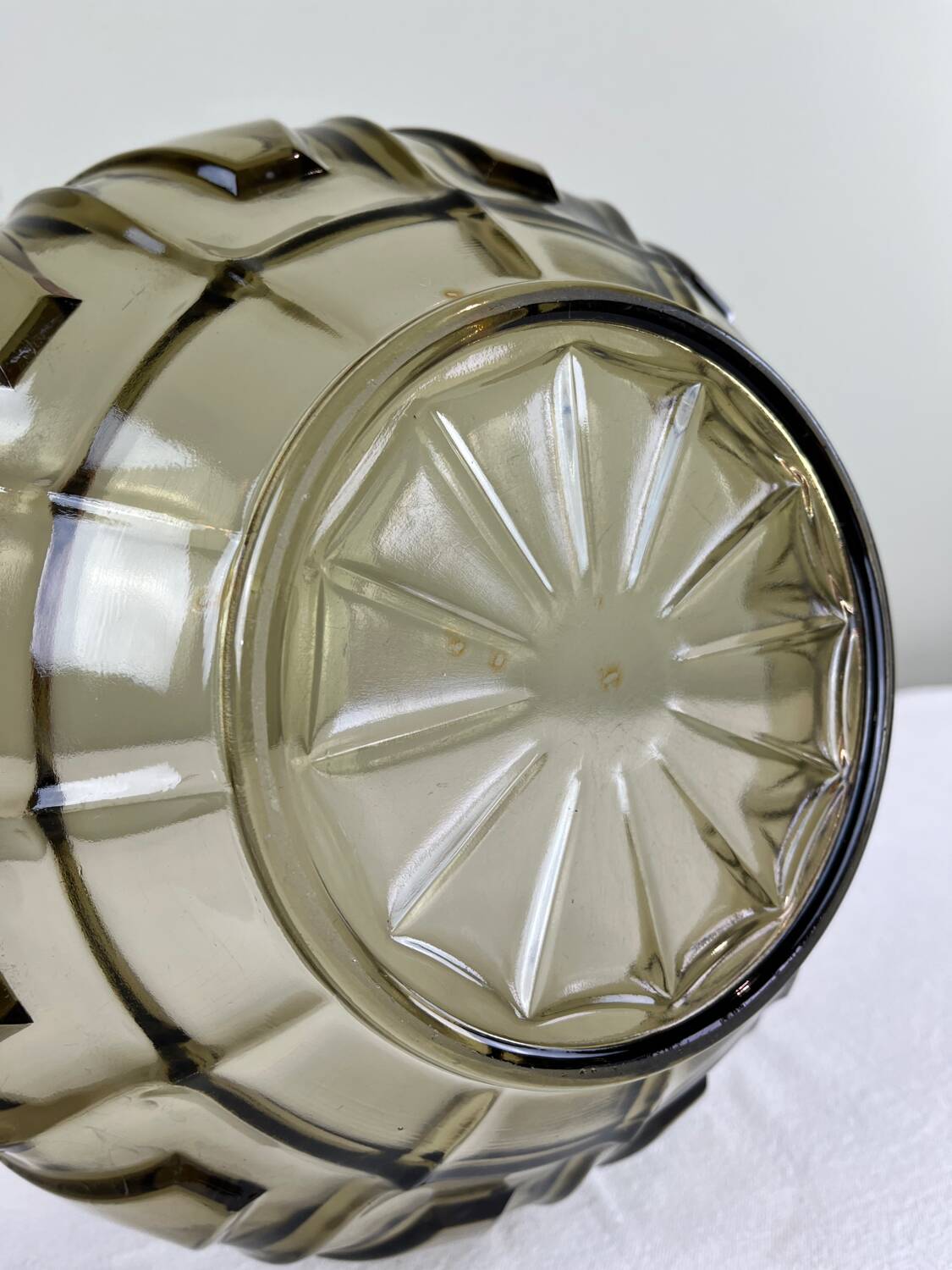 Smoked glass Art Deco salad bowl