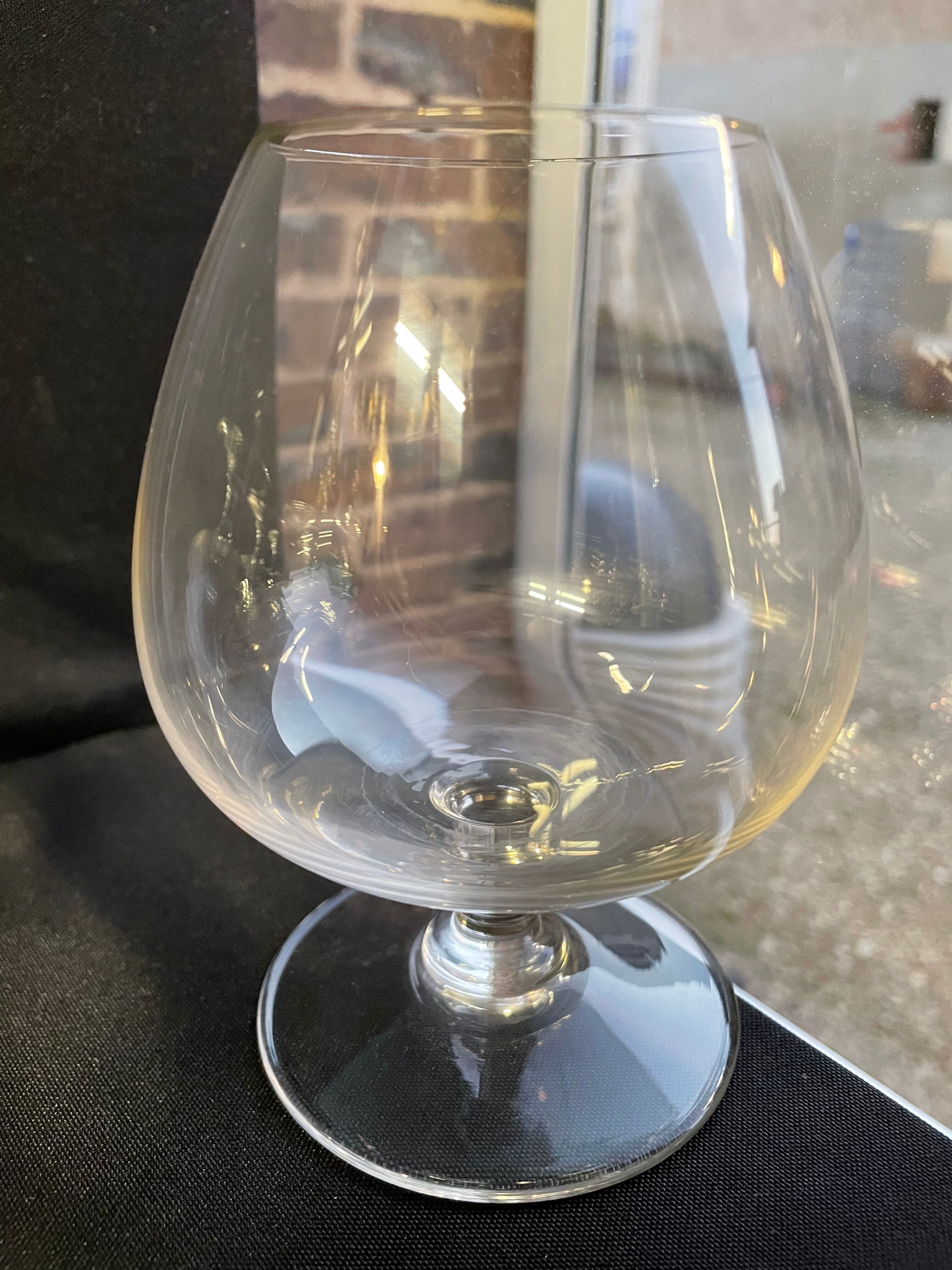 6 old tasting balloon glasses (cognac/armagnac) - light blown crystal