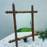 Early 20th Century Bamboo Style Turned Wood Hanging Mirror