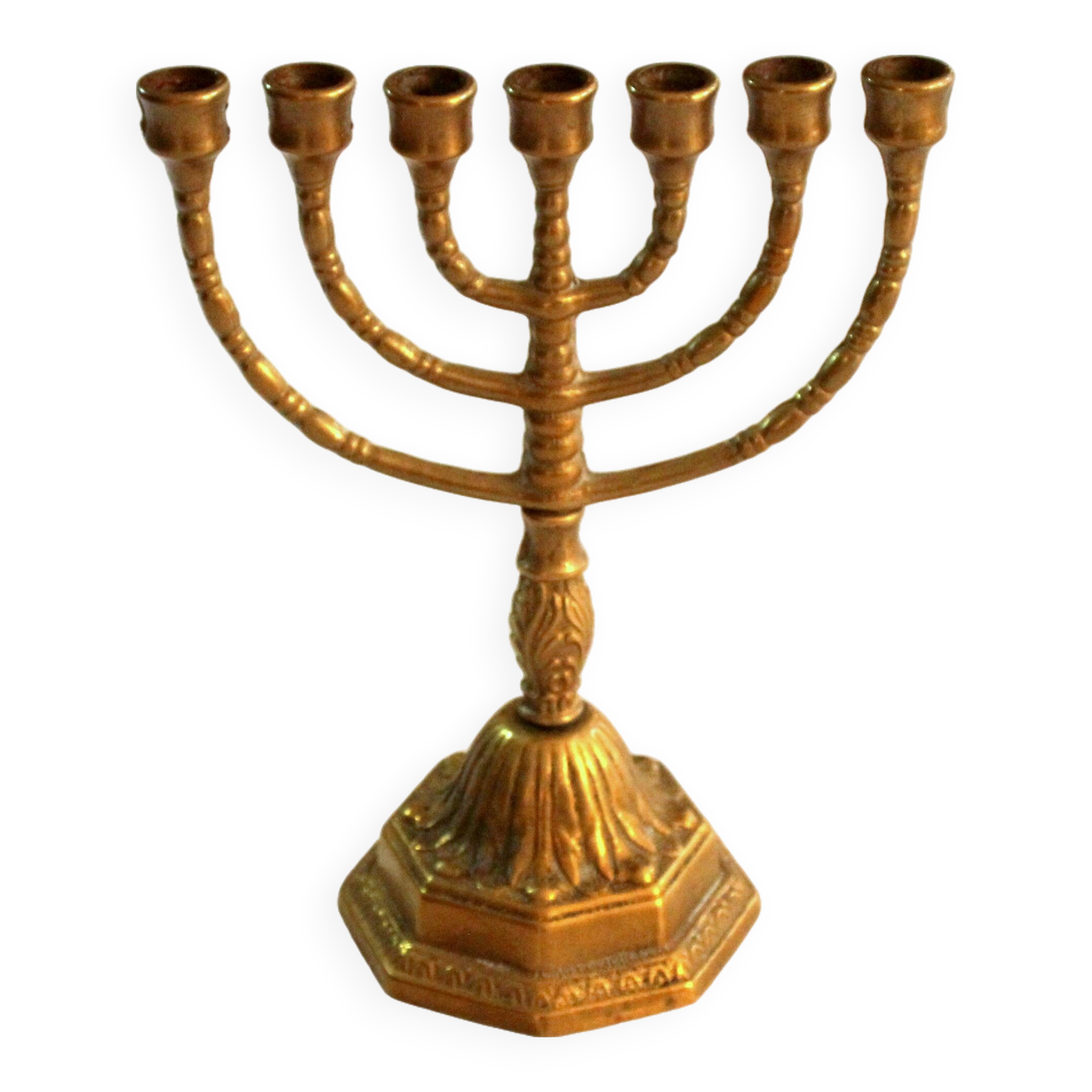 Brass menorah, brass candle holder, vintage