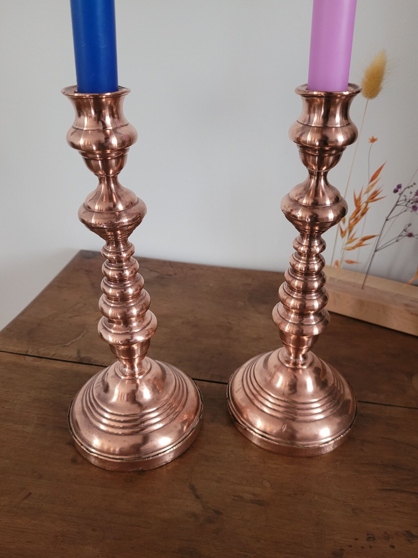 Lot de 2 bougeoirs en cuivre
