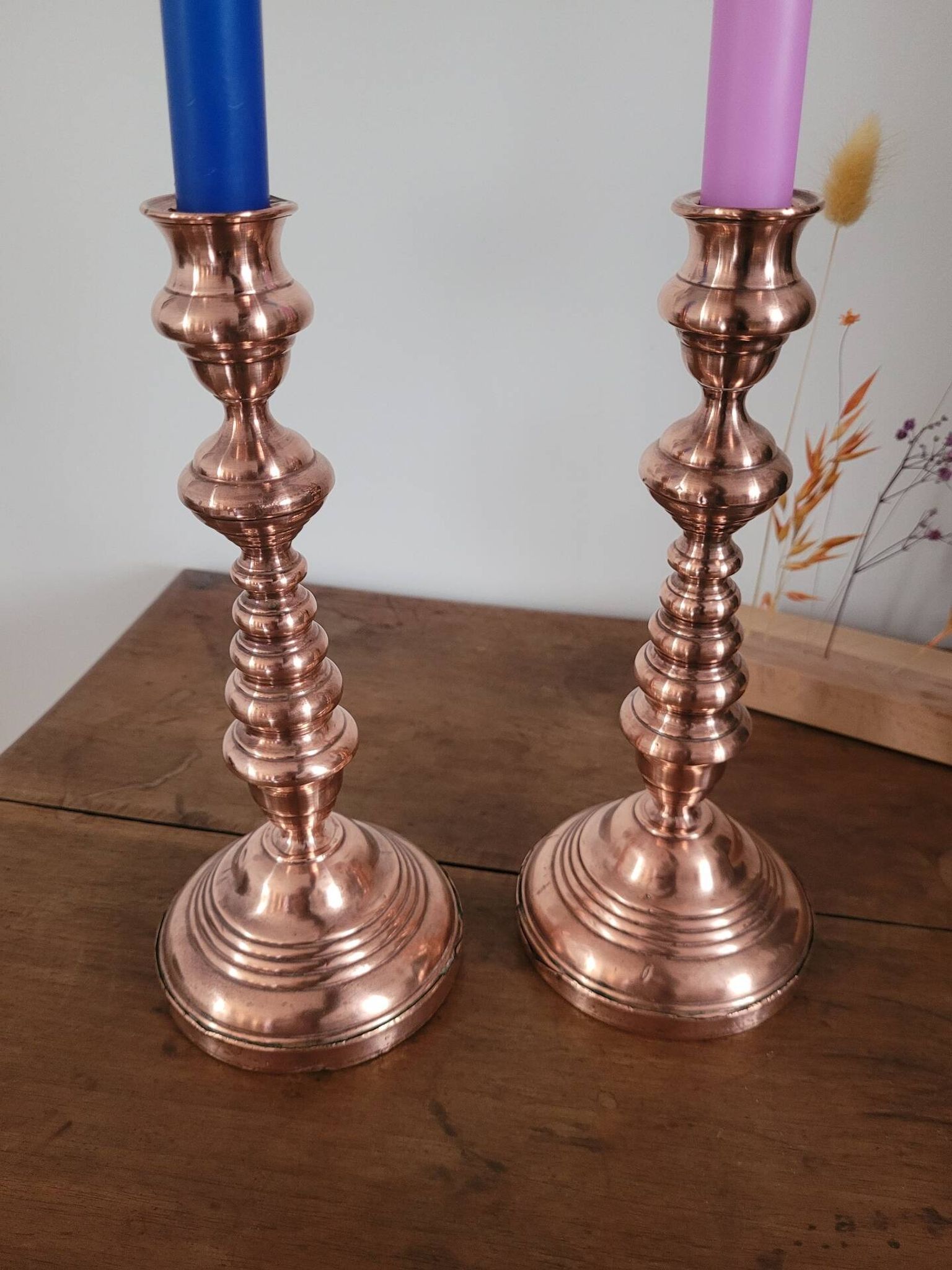 Lot de 2 bougeoirs en cuivre