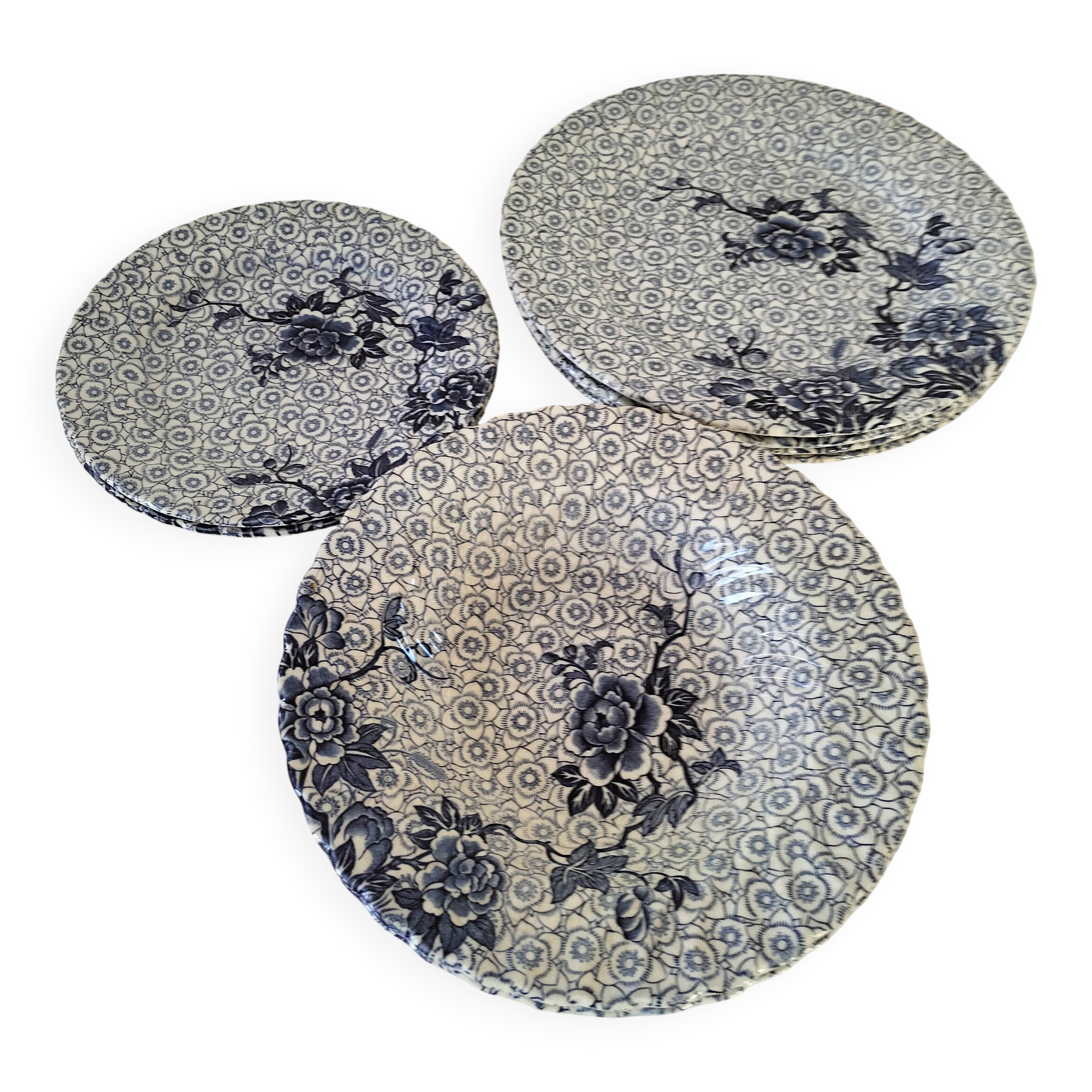 9 Johnson Brothers plates in the Lotus pattern.