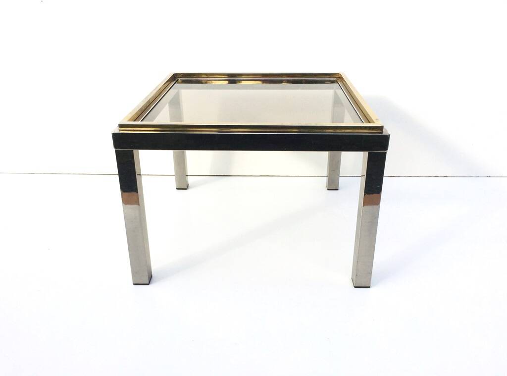 Table basse carrée Flaminia Belgochrom W. Rizzo. Vintage 70s