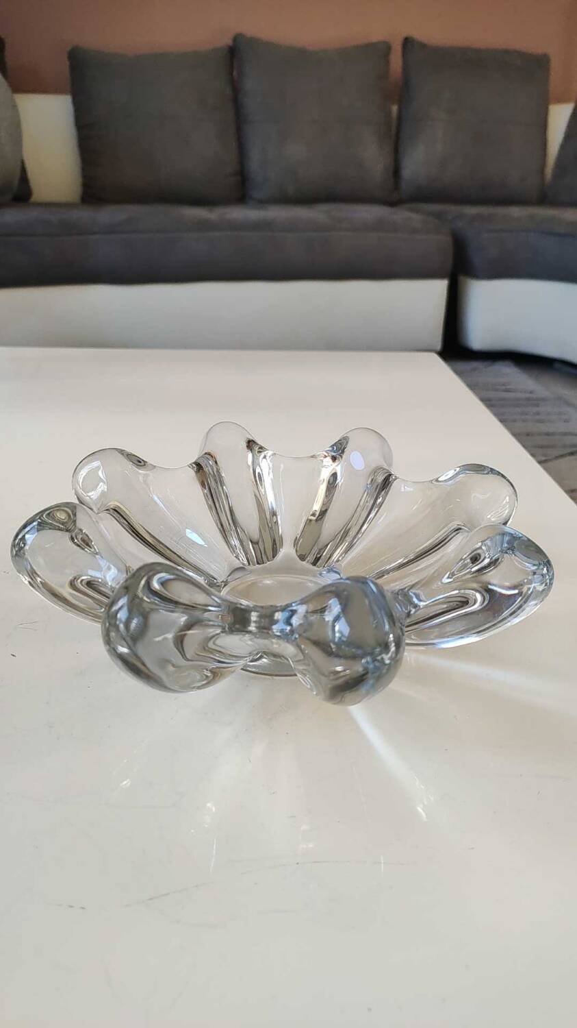 Large pocket organic floral shape/Corolla/Starry. Art Vannes France unsigned. Crystal.