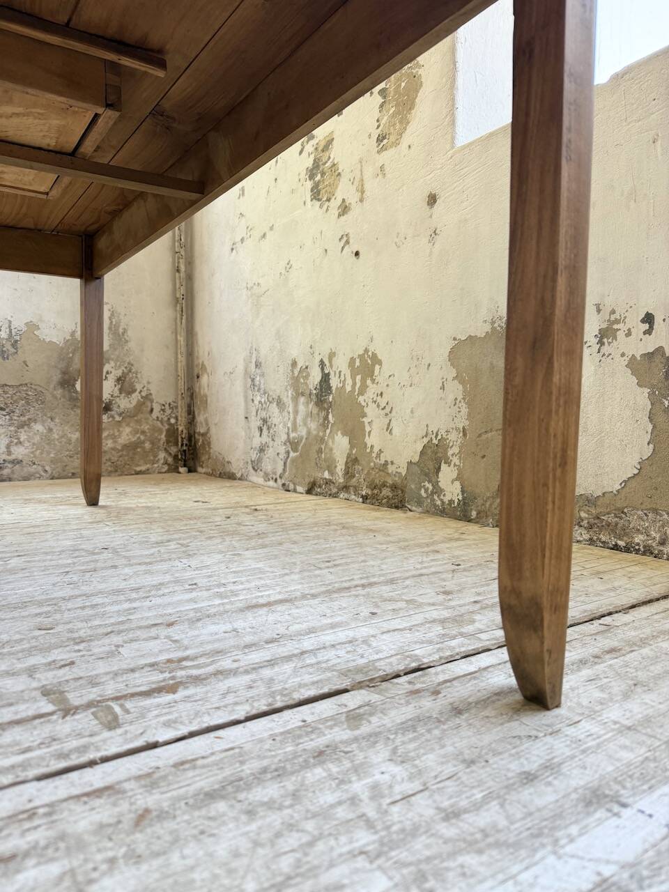 Beech and pine farmhouse table with spindle legs 170 cm