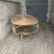 Table d'appoint vintage en rotin et osier tressé