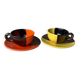 Set of 2 two-tone Vallauris Gaby Ceram cups