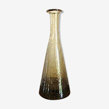 Flacon ou vase soliflore brun fumé en verre soufflé