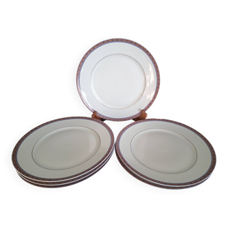 6 Tharaud Limoges dinner plates, Cheverny shape, “Duchesse” model
