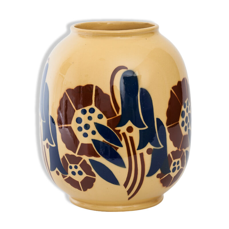 Vase Art deco Lunéville "Galeries Lafayette" with floral decoration